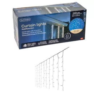   Fényfüggöny 240 LED-es transzparens programos adapteres meleg 225x150cm 