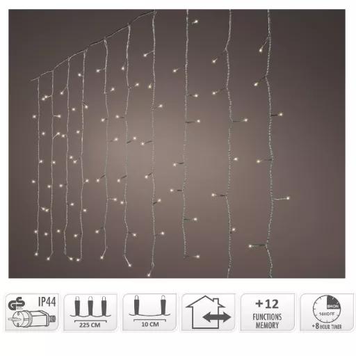 Fényfüggöny 240 LED-es transzparens programos adapteres meleg 225x150cm 
