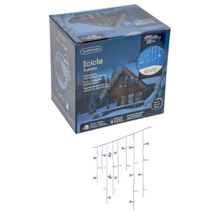 Jégcsap  490 LED-es transzparens programos időzítős adapteres 2000x50cm hideg-kék