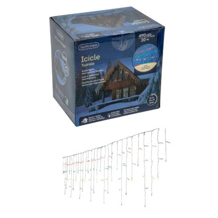 Jégcsap 490 LED-es transzparens programos időzítős adapteres 2000x50cm multi