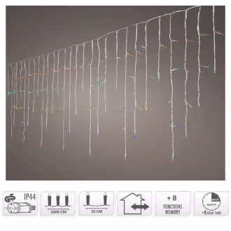   Jégcsap 490 LED-es transzparens időzítős programos adapteres multi 20m