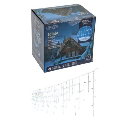Jégcsap 490 LED-es transzparens programos adapteres 2000x50cm hideg