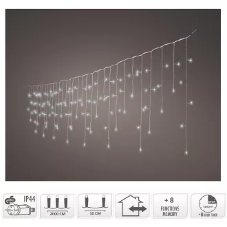   Jégcsap 490 LED-es transzparens időzítős programos adapteres  hideg 20m
