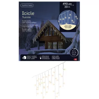   Jégcsap 490 LED-es fehér kábeles időzítős programos adapteres meleg 20m
