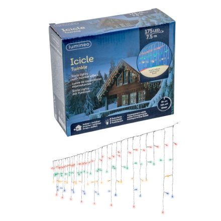 Jégcsap 175 LED-es transzparens programos időzítős adapterrel 750x50cm multi