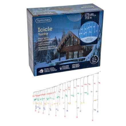 Jégcsap 175 LED-es fehér kábeles programos adapterrel 750x50cm hideg