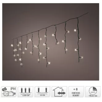   Jégcsap 259 LED-es időzítős programos adapteres 1100x50cm meleg
