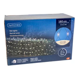 Háló 180 LED-es időzítős adapteres meleg 2x2m 