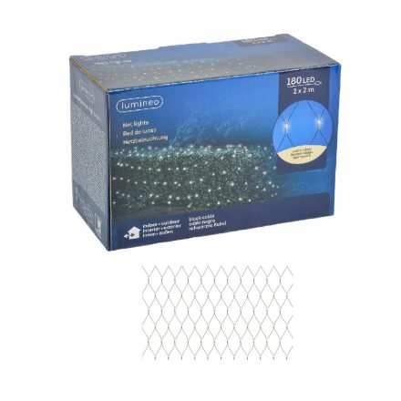 Háló 180 LED-es 2x2m adapteres meleg