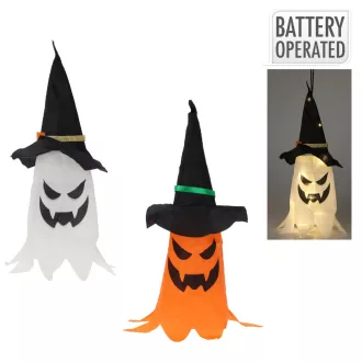 Halloween akasztós kísértet dísz LED-es 45cm