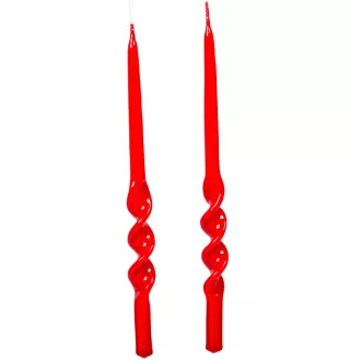   Lakkozott rövid ceruza alfa csavart gyertya piros 235x10mm 8db/csom (db ár)