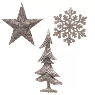   Akasztós karácsonyi dísz glitteres világosrózsaszín 10-15cm