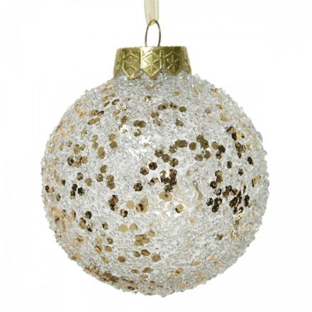 Átlátszó műanyag gömb pezsgő glitteres 8cm