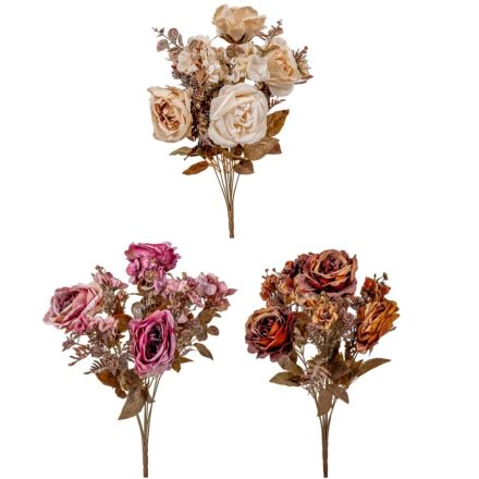 Rózsa, hortenzia csokor 9v. M50cm 12db/#