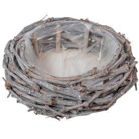 Vessző tál bélelt fehér mosott M9x30cm