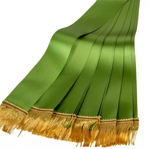 Koszorú szalag 5x150cm mohazöld-arany 10db/csom (db ár)