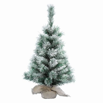 Fenyőfa juta zsákban havas M60cm