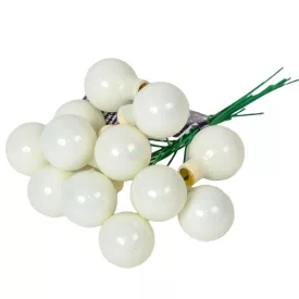 Üveggömb pick gyapjú fehér fényes 2cm 12db-os