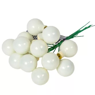 Üveggömb pick gyapjú fehér fényes 2cm 12db-os