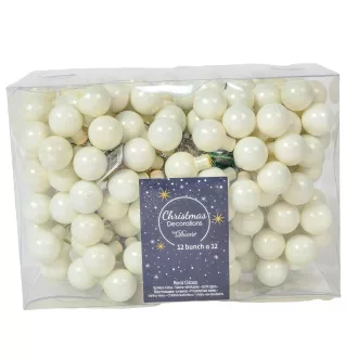 Üveggömb pick gyapjú fehér fényes 2cm 12db-os