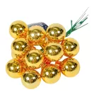 Üveggömb pick világosarany fényes 2cm 12db-os