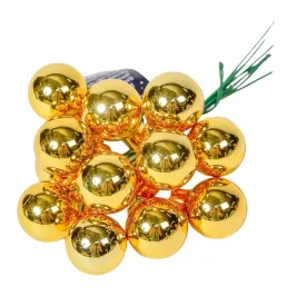 Üveggömb pick világosarany fényes 2cm 12db-os