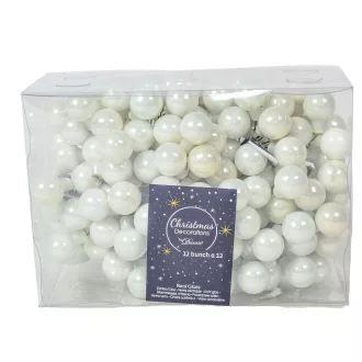 Üveggömb pick téli fehér fényes 2cm 12db-os