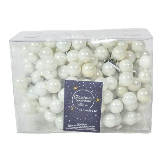 Üveggömb pick téli fehér fényes 2cm 12db-os