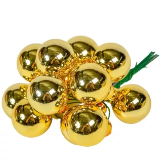 Üveggömb pick világos arany fényes 2,5cm 12db-os