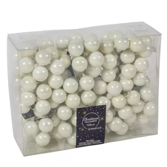 Üveggömb pick téli fehér fényes 2,5cm 12db-os