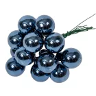 Üveggömb pick jég kék fényes 2cm 12db-os