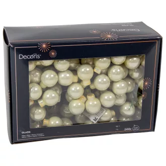 Üveggömb pick fehér menta fényes 2cm 12db-os