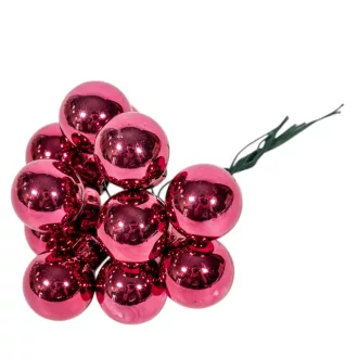 Üveggömb pick sötét rózsa fényes 2cm 12db-os