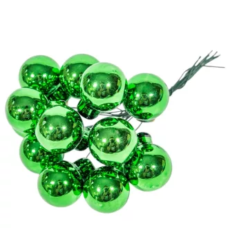 Üveggömb pick élénk zöld fényes 2cm 12db-os