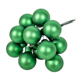 Üveggömb pick élénk zöld matt 2,5cm 12db-os