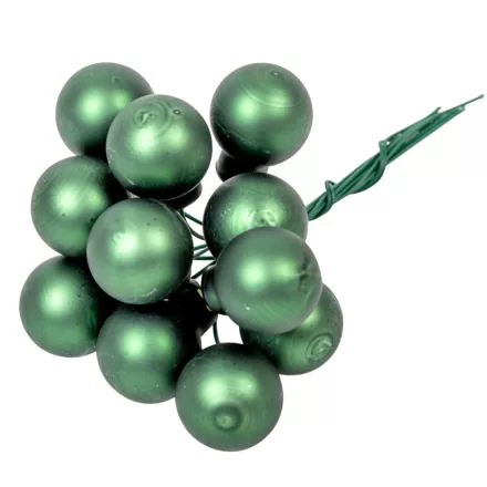 Üveggömb pick fenyő zöld matt 2cm 12db-os