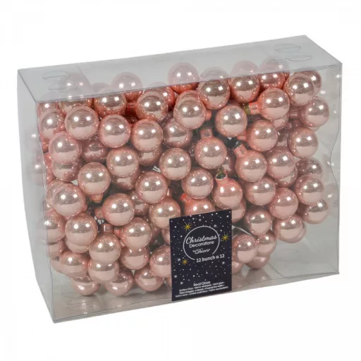 Üveggömb pick rózsaszín fényes 2,5cm 12db-os