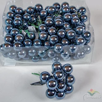 Üveggömb pick éj kék fényes 2,5cm 12db-os