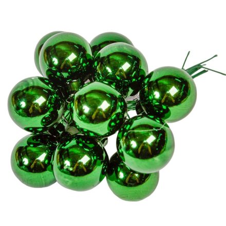 Üveggömb pick fenyő zöld fényes 2,5cm 12db-os