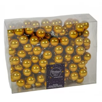 Üveggömb pick sötétarany (mustár) fényes 2,5cm 12db-os