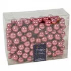 Üveggömb pick bársony rózsaszín fényes 2,5cm 12db-os