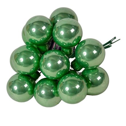 Üveggömb pick zsálya zöld fényes 2,5cm 12db-os