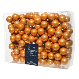Üveggömb pick borostyán fényes 2,5cm 12db-os