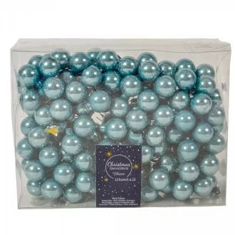 Üveggömb pick hajnal kék fényes 2,5cm 12db-os