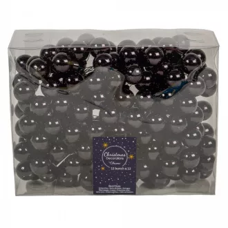 Üveggömb pick fekete fényes 2,5cm 12db-os