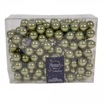 Üveggömb pick moha zöld fényes 2,5cm 12db-os
