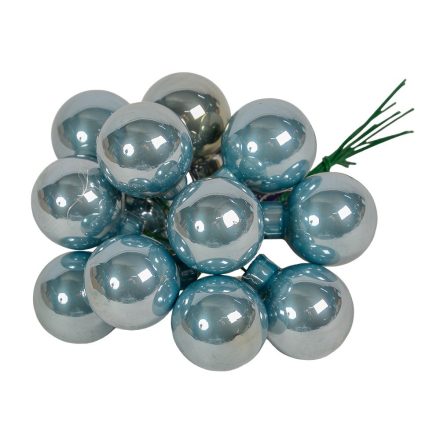 Üveggömb pick ködös kék fényes 2,5cm 12db-os