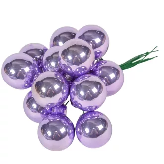 Üveggömb pick világoslila 2,5cm 12db-os