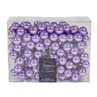 Üveggömb pick világoslila 2,5cm 12db-os
