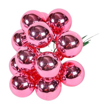 Üveggömb pick rúzs pink fényes 2,5cm 12db-os